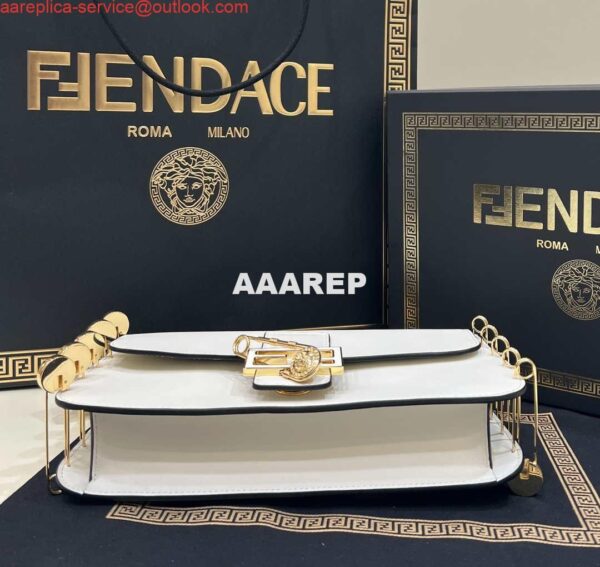 Replica Fendi 8BR801 Baguette brooch Fendace White leather 8563 bag 5