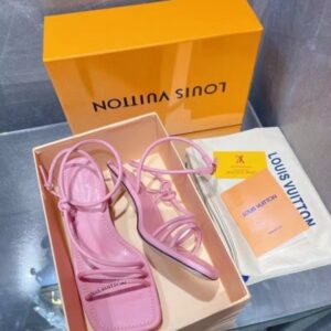 Replica Louis Vuitton Nova 55MM Sandals In Pink Lambskin 2