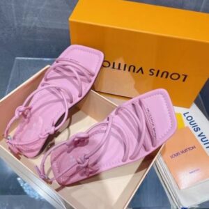 Replica Louis Vuitton Nova Flat Sandals In Pink Lambskin 2