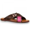 Replica Louis Vuitton Nova Flat Sandals In Pink Lambskin