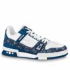 Replica Louis Vuitton LV Trainer Sneakers In Blue Denim Leather