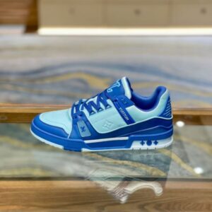 Replica Louis Vuitton LV Trainer Sneakers In Blue Leather 2