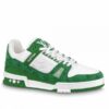 Replica Louis Vuitton LV Trainer Sneakers In Green/White Leather 2