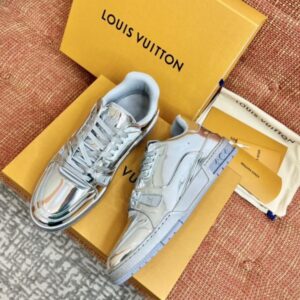 Replica Louis Vuitton LV Trainer Sneakers In Metallic Canvas 2