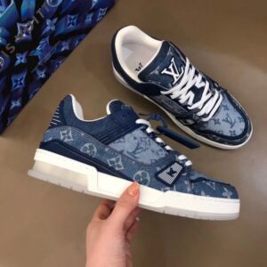 Replica Louis Vuitton LV Trainer Sneakers In Monogram Denim 2