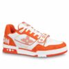 Replica Louis Vuitton LV Trainer Sneakers In Orange/Green Leather 2