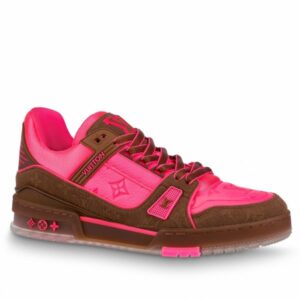 Replica Louis Vuitton LV Trainer Sneakers In Rose Leather