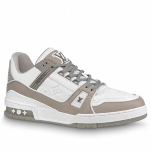 Replica Louis Vuitton LV Trainer Sneakers In White/Grey Leather