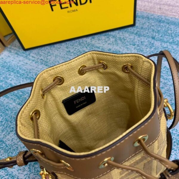 Replica Fendi 8BS010 Mon Tresor Leather And Canvas Mini Bag Apricot 8