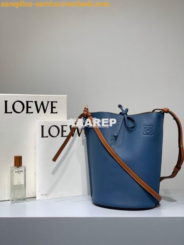 Replica Loewe Gate Bucket 66088 Blue/Pecan 3