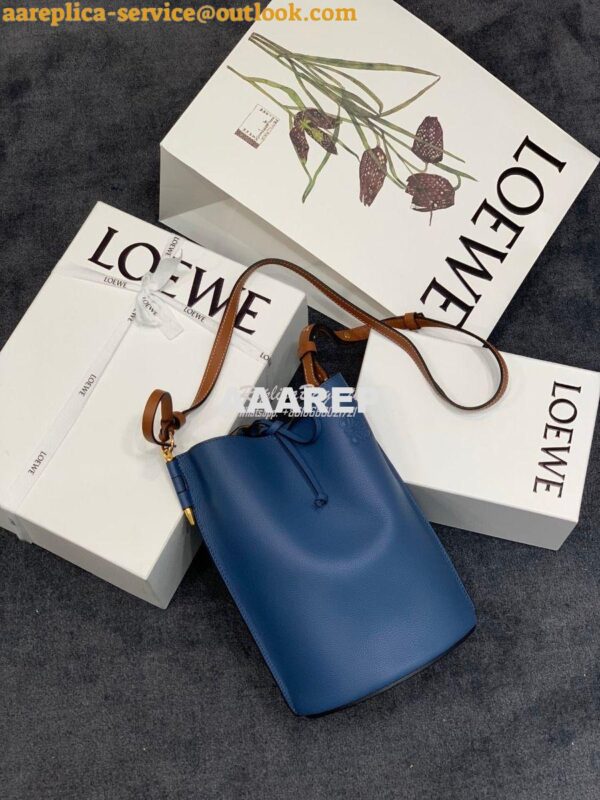 Replica Loewe Gate Bucket 66088 Blue/Pecan 4