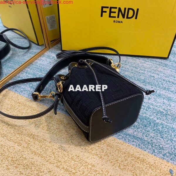 Replica Fendi 8BS010 Mon Tresor Leather And Canvas Mini Bag Black 10