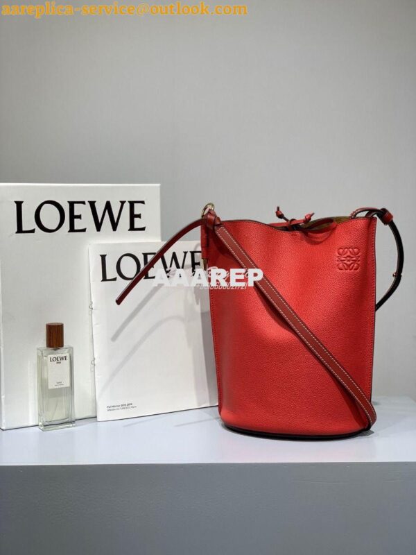 Replica Loewe Gate Bucket 66088 Red/Pecan 3