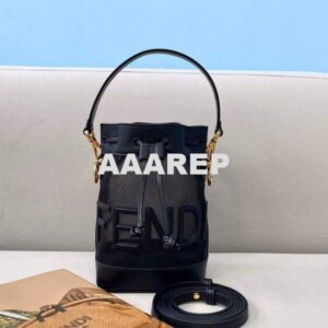 Replica Fendi 8BS010 Mon Tresor Leather And Mesh Mini Bag 8361 Black