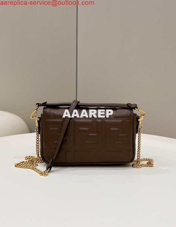 Replica Fendi 8BS017 Baguette Mini Dark Brown leather 0135 bag 3
