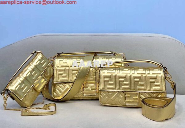 Replica Fendi 8BS017 Baguette Mini Gold leather 0135 bag 3