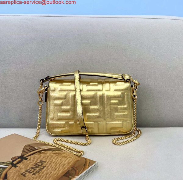 Replica Fendi 8BS017 Baguette Mini Gold leather 0135 bag 4