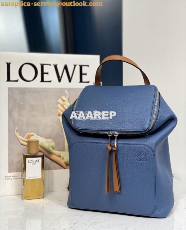 Replica Loewe Goya Small Backpack 66019 Blue/Pecan 4