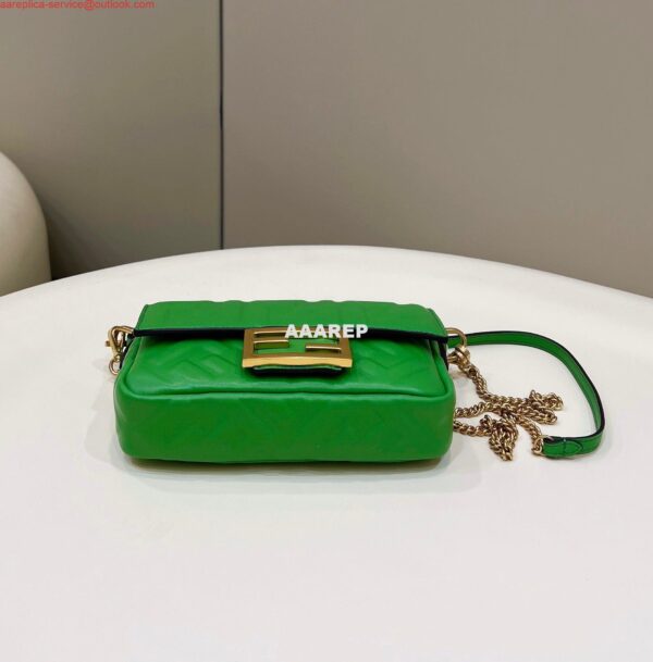 Replica Fendi 8BS017 Baguette Mini Green leather 0135 bag 7