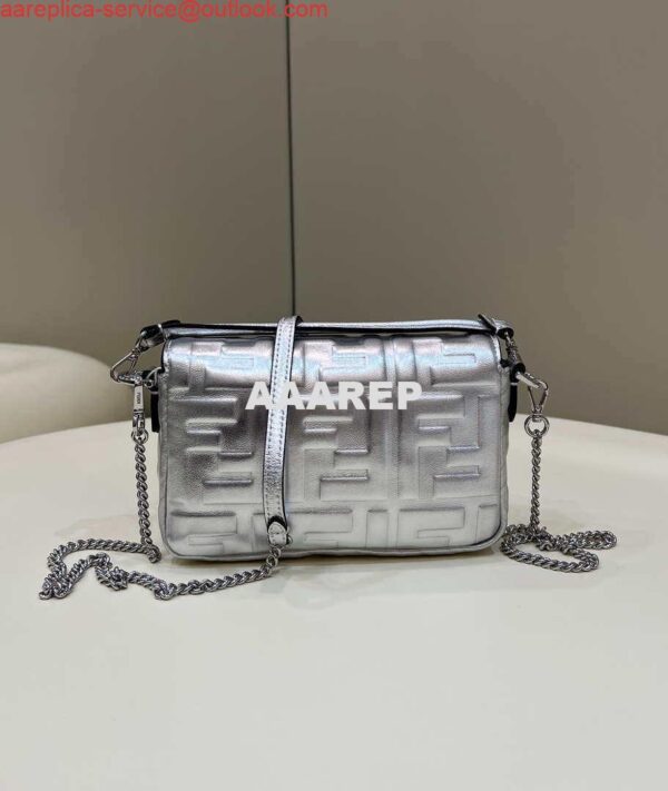 Replica Fendi 8BS017 Baguette Mini Silver leather 0135 bag 3