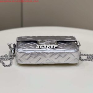 Replica Fendi 8BS017 Baguette Mini Silver leather 0135 bag 2