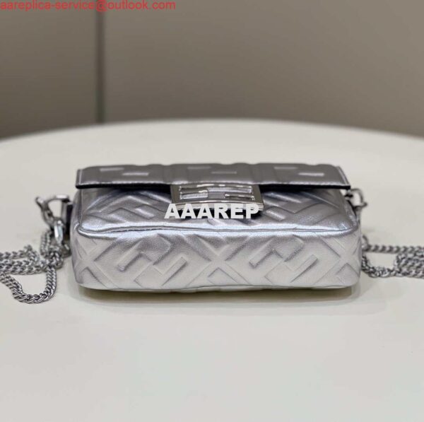 Replica Fendi 8BS017 Baguette Mini Silver leather 0135 bag 4