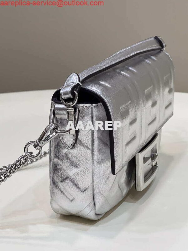 Replica Fendi 8BS017 Baguette Mini Silver leather 0135 bag 5