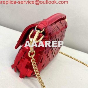 Replica Fendi 8BS049 Mini Baguette 1997 Red Satin Bag with Sequins 0127S 2