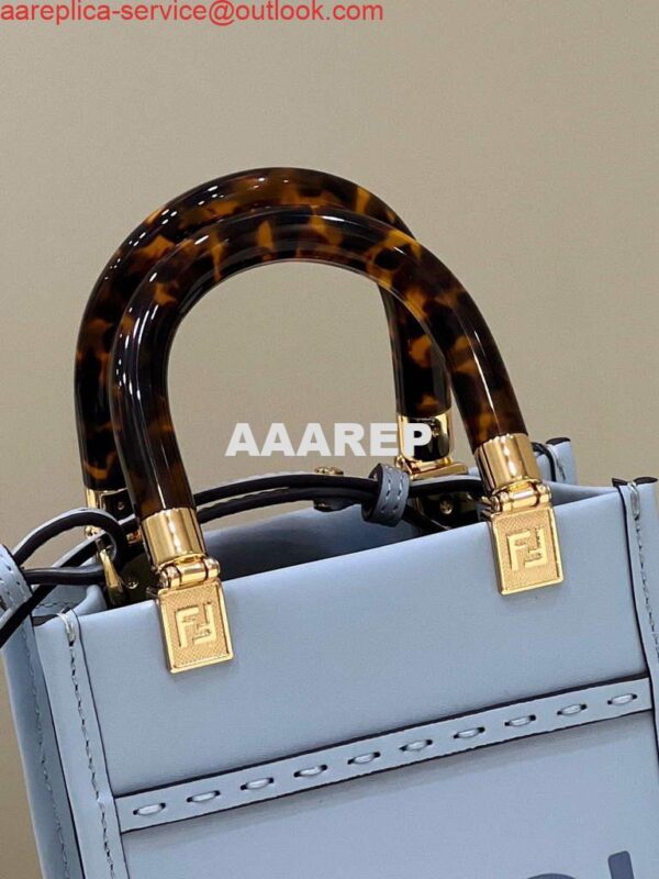 Replica Fendi 8BS051 Mini Sunshine Blue laminated leather shopper 6