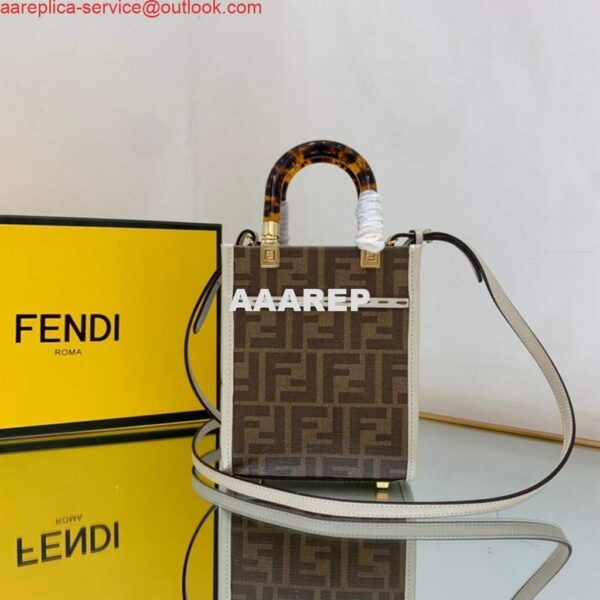 Replica Fendi 8BS051 Mini Sunshine Brown FF printed fabric mini bag 3