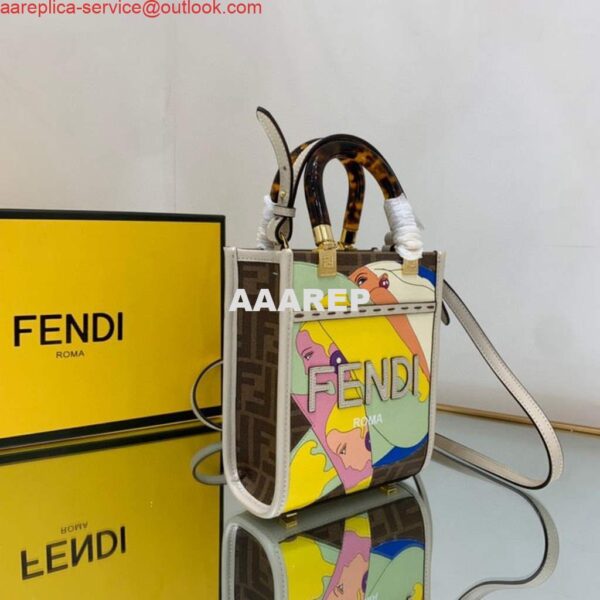 Replica Fendi 8BS051 Mini Sunshine Brown FF printed fabric mini bag 4