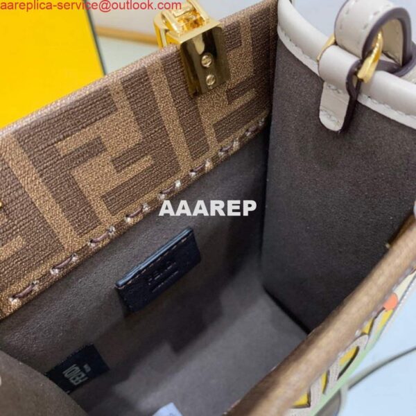 Replica Fendi 8BS051 Mini Sunshine Brown FF printed fabric mini bag 8