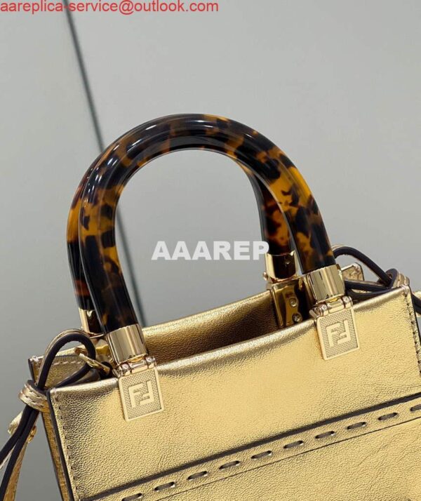 Replica Fendi 8BS051 Mini Sunshine Gold laminated leather shopper 6